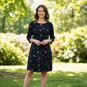 Sugarhill Sz 14 Black Celestial Space Printed Whimsical Dress